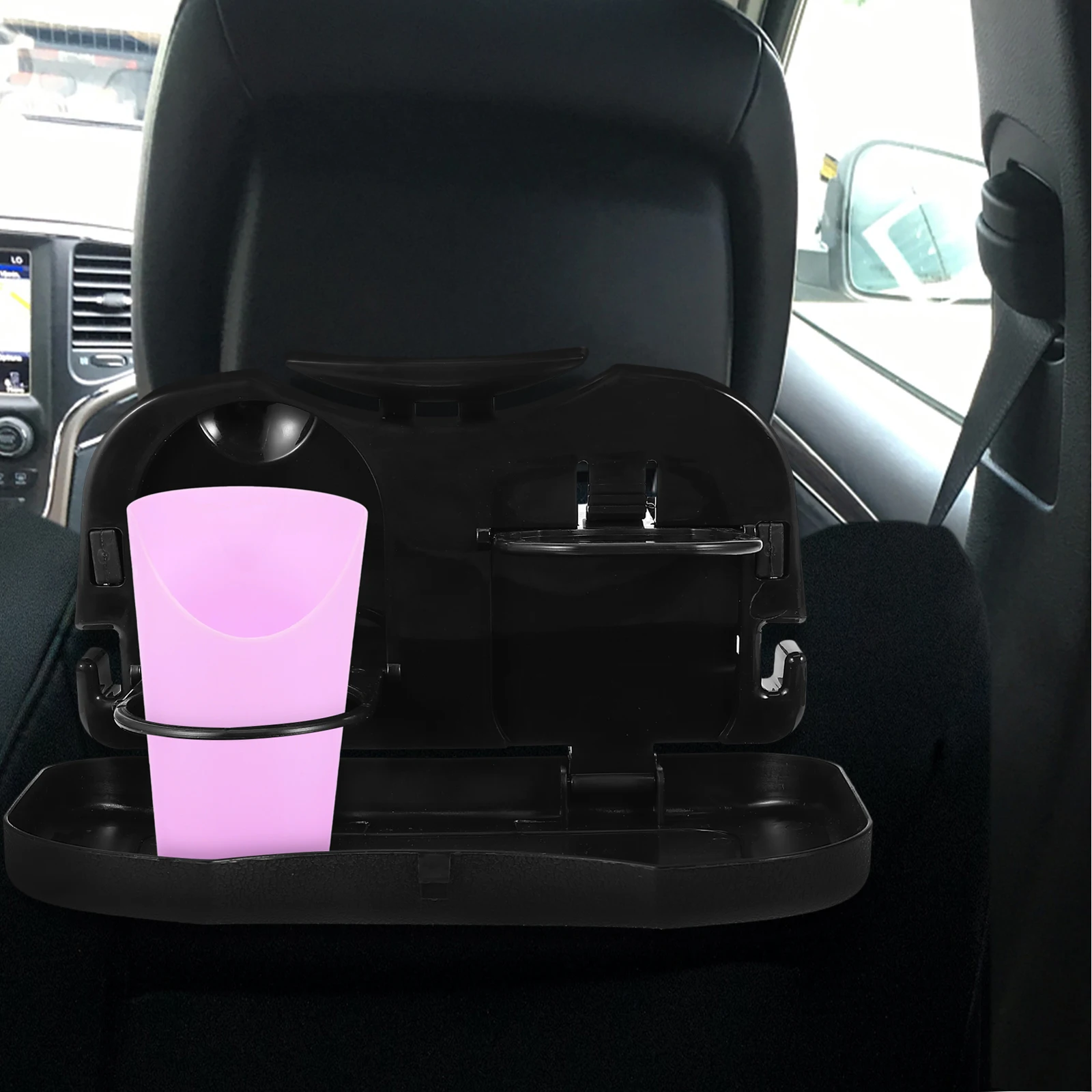 

Car Meal Tray 1 Black Cup Holder for Backseat Storage Rack Table Abs Cupholders Organizer Kids Car Tray Travel