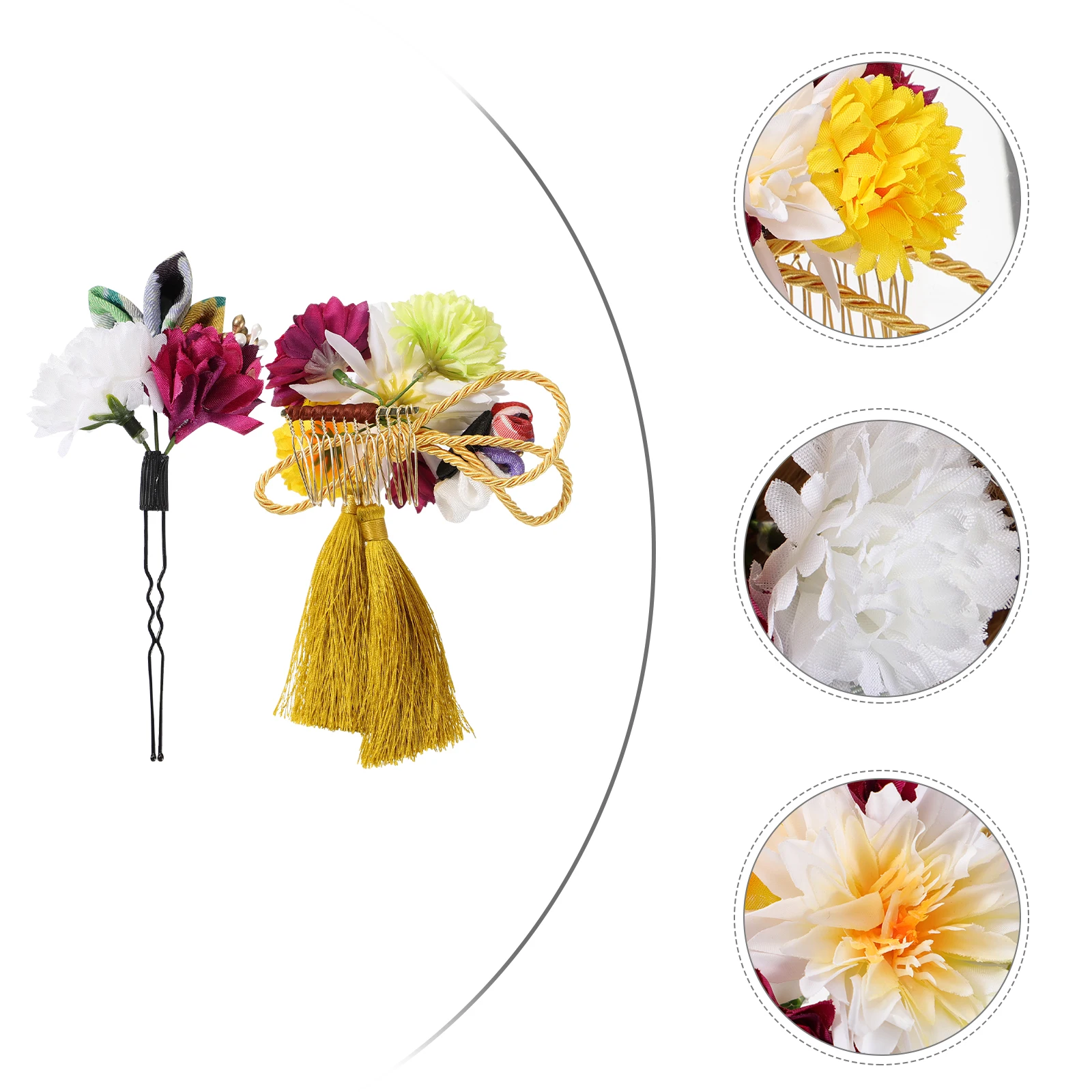 

Bridesmaid Hair Accessories Kimono Headgear Flower Bridal Comb Japanese Style Pin