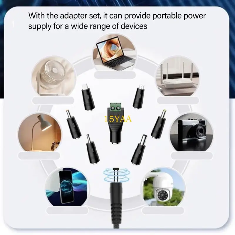 15YA PD100W USB C إلى DC5521 سلك الشحن السريع 5V 9V 12V 15V 20V 5A القدرة القابلة للتعديل