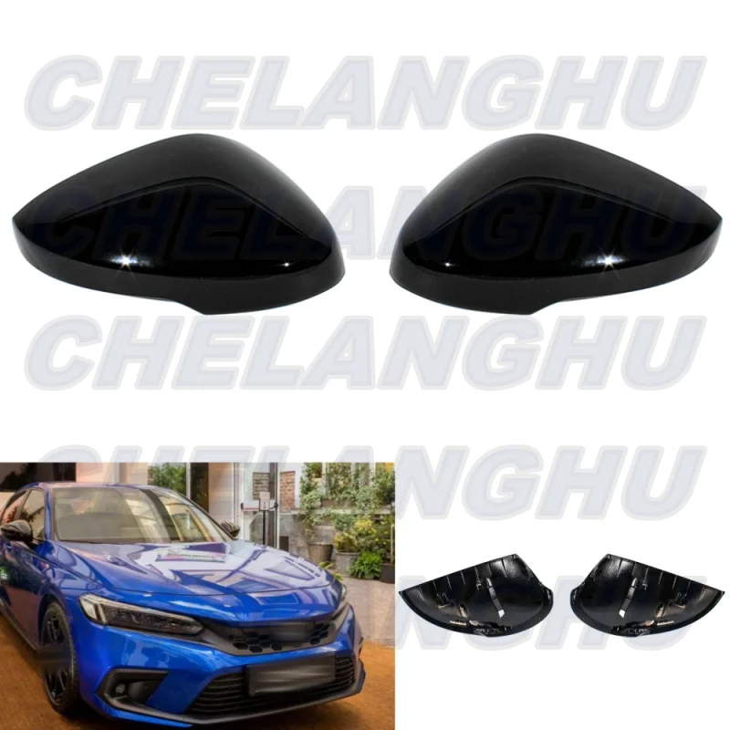 

car accessories For Honda Civic 2022 2023 US Version Pair Left+Right Side Black Painted Mirror Cover Cap With turn signal hole