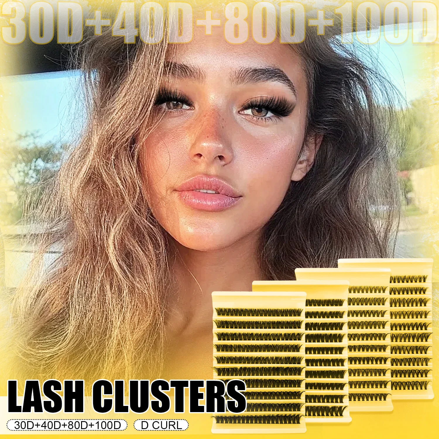DIY Lash Clusters Kit - 30D/40D/80D/100D Mix 8-16mm D Curl Individual Lashes, Natural Volume False Eyelashes for Beginners - view 2