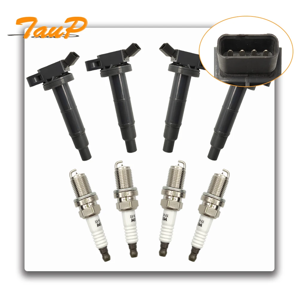 4pcs Ignition Coil+Spark Plug 90919-02244 FOR TOYOTA LEXUS Camry Highlander RAV4 Scion xB 90919-02266 90080-19023 90919-02243