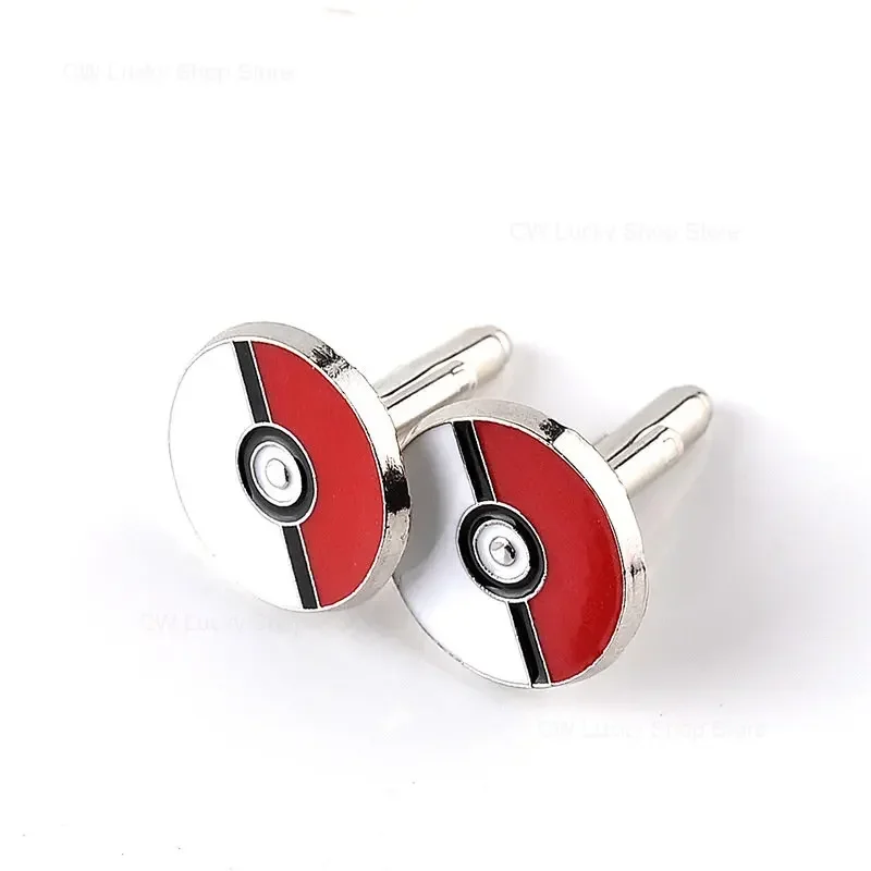 Pokemon Poke Ball Cufflinks Men\'s Shirt Cuffs Nail Fashion Personality Alloy French Round Button Men Sleeve Shirt Cufflinks