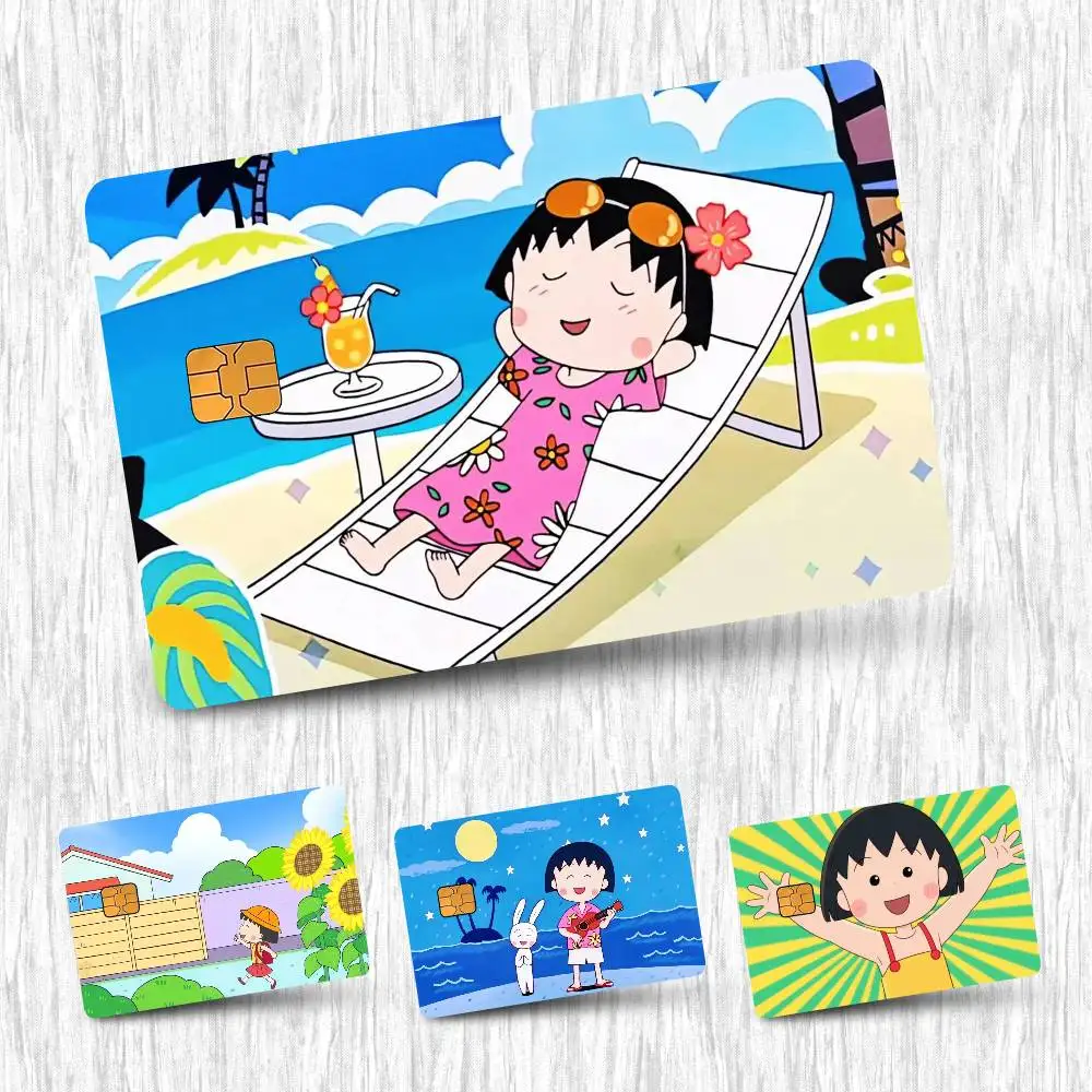 Cute C-Chibi Maruko-chan Card Stickers Credit Card DIY Card Protector Stickers Waterproof Film Skin Cover