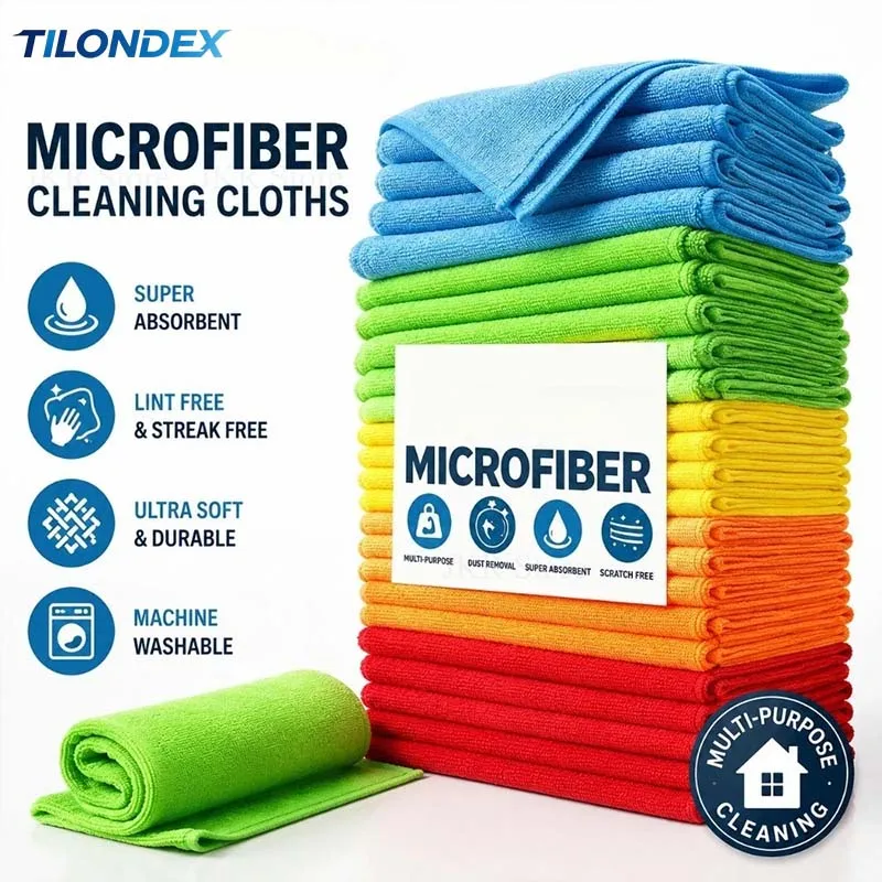 TILONDEX Microfiber Cleaning Cloth Absorbent Dishwashing Towel Reusable Household Cleaning Rag for Kitchen Bathroom Table Window