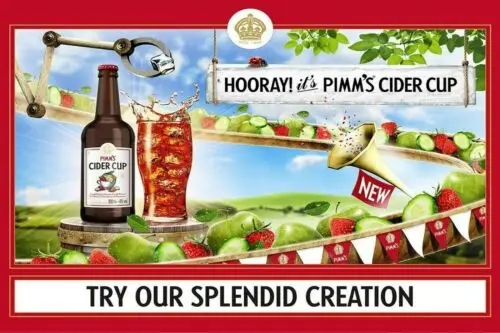 Pimm's Cider Cup Advert Vintage Retro style Metal Sign, summer drink, bar, pub