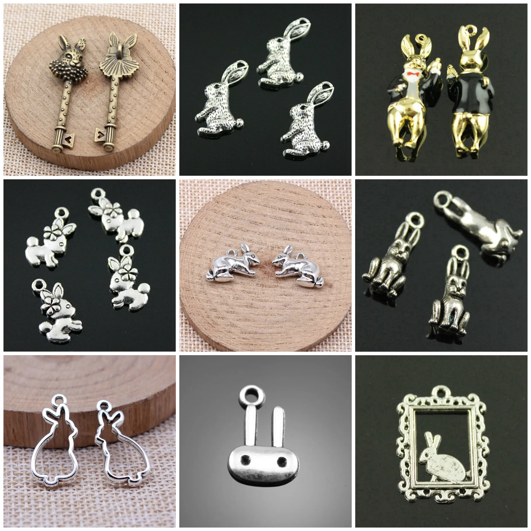 Rabbit Bunny Cute Charms Pendant Farm Animal Jewelry Bulk Supply Charms Pendant For Necklace Earring Keychain Craft Supplies