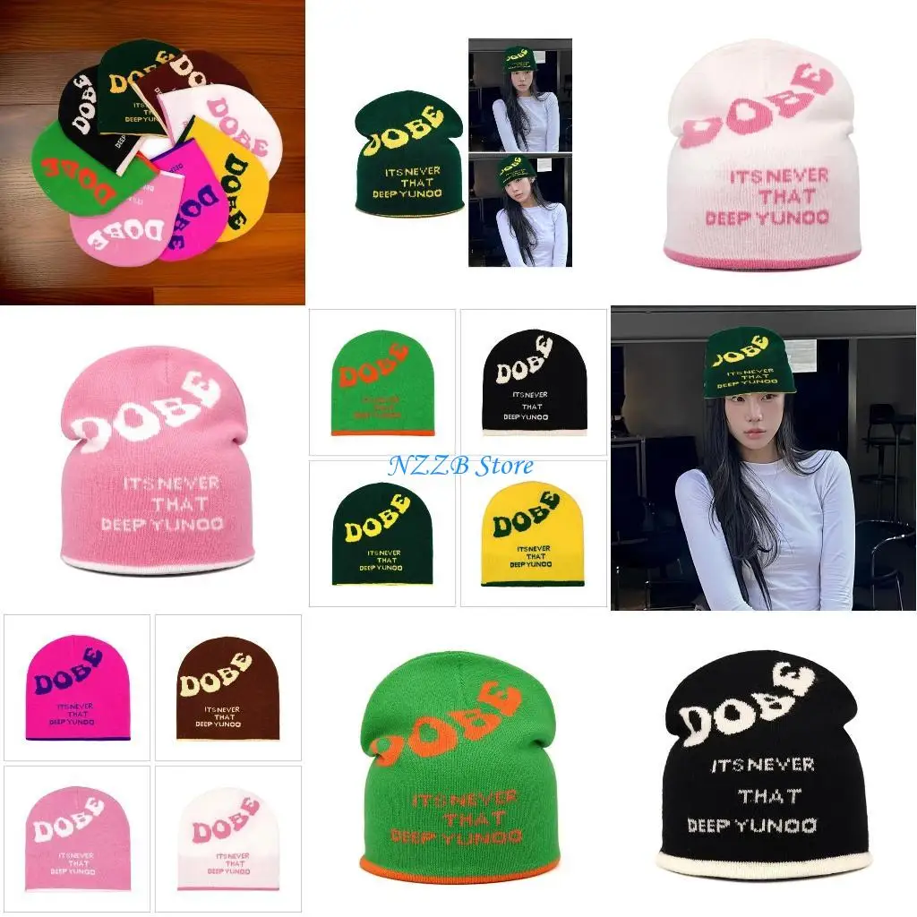 

T21F Handmade Crochet Hat Letter Hat Teens Girl 2000s Winter Fashion Skull Hat