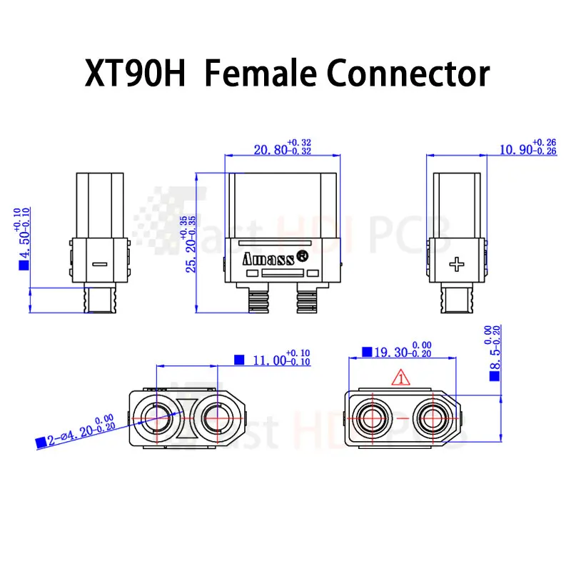 XT90H コネクターセット（保護カバー付き）、30A 大電流ワイヤーハーネス、RCモデル、充電器、リチウム電池アプリケーション用
