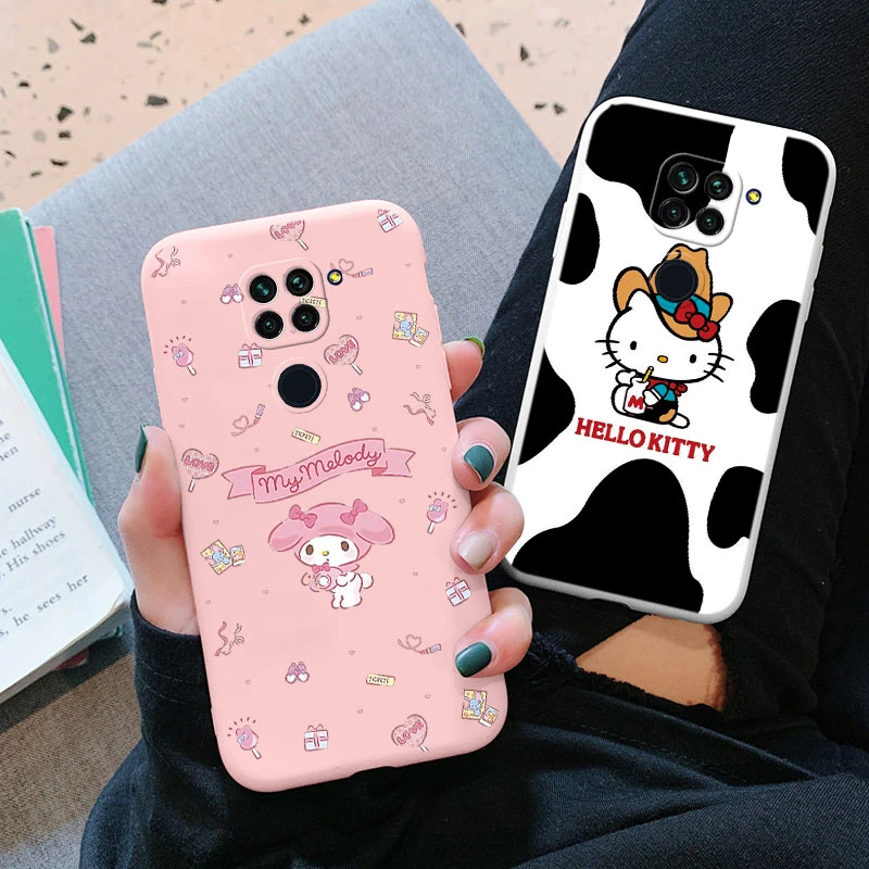 Bonita funda de teléfono para Xiaomi Redmi Note 9, 4G, note9, chica, anticaída, Cinnamoroll, Kuromi, Hello Kitty, de silicona, a prueba de golpes,