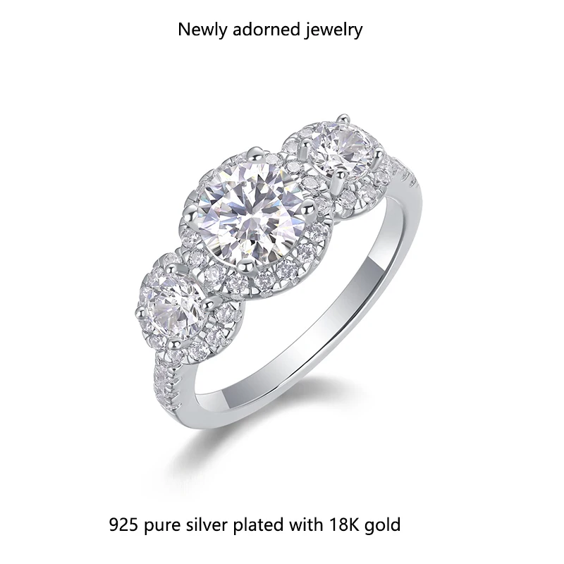 

Cross-border bestseller S925 silver round halo-set 1.0CT moissanite ring for women, elegant and exquisite wedding band