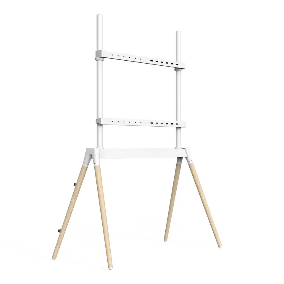 Soportes para TV con pantalla grande de 55 a 86 pulgadas, soporte de suelo para TV de madera, altura ajustable con 4 patas de madera de hasta 88 libras