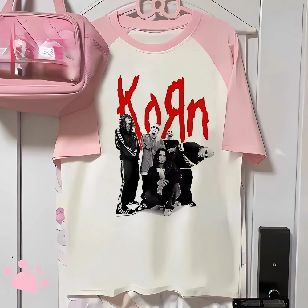 Korn t shirt shoujo alternative  anime graphic emo tshirt clearance sales cheap scene  grunge summer