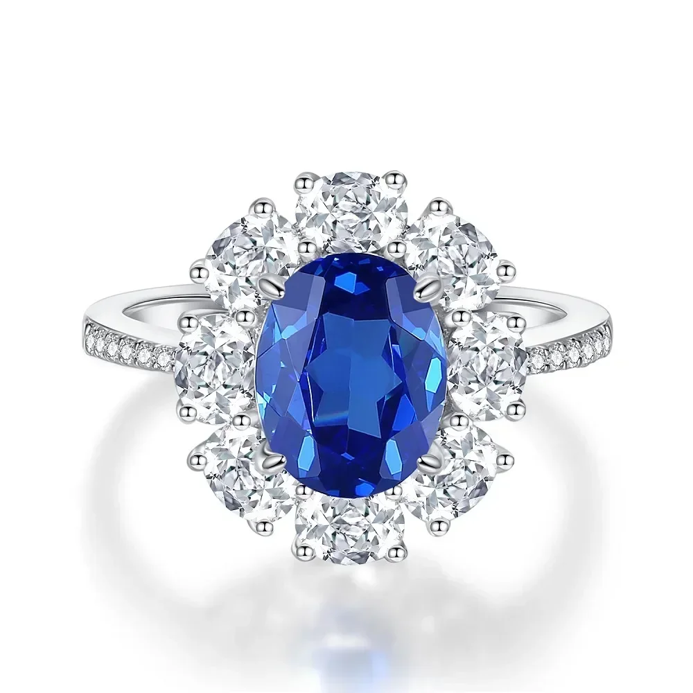 

GoldAether Luxury Solid Platinum PT950 Flower Diamond Ring Women's Ring High-grade Sense Moissanite Full Diamond Ring