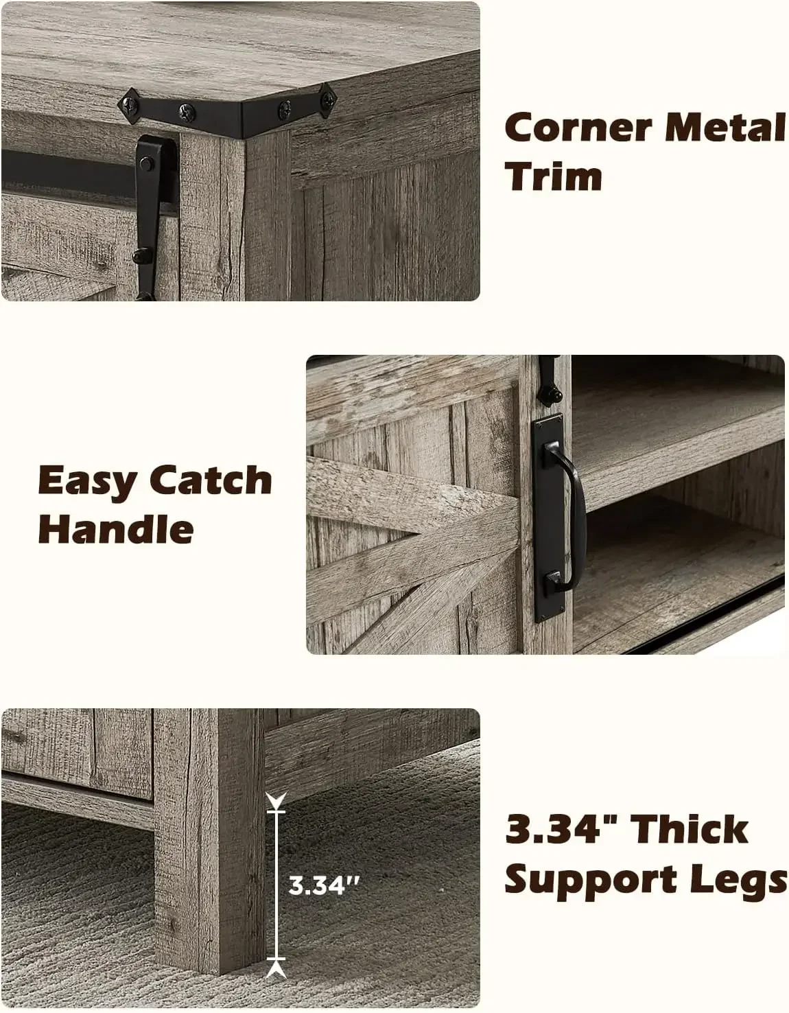 48" Farmhouse Lift Top Coffee Table with Sliding Barn Door,Rustic Center Table with Hidden Storage Compartment,Lifting Tabletop