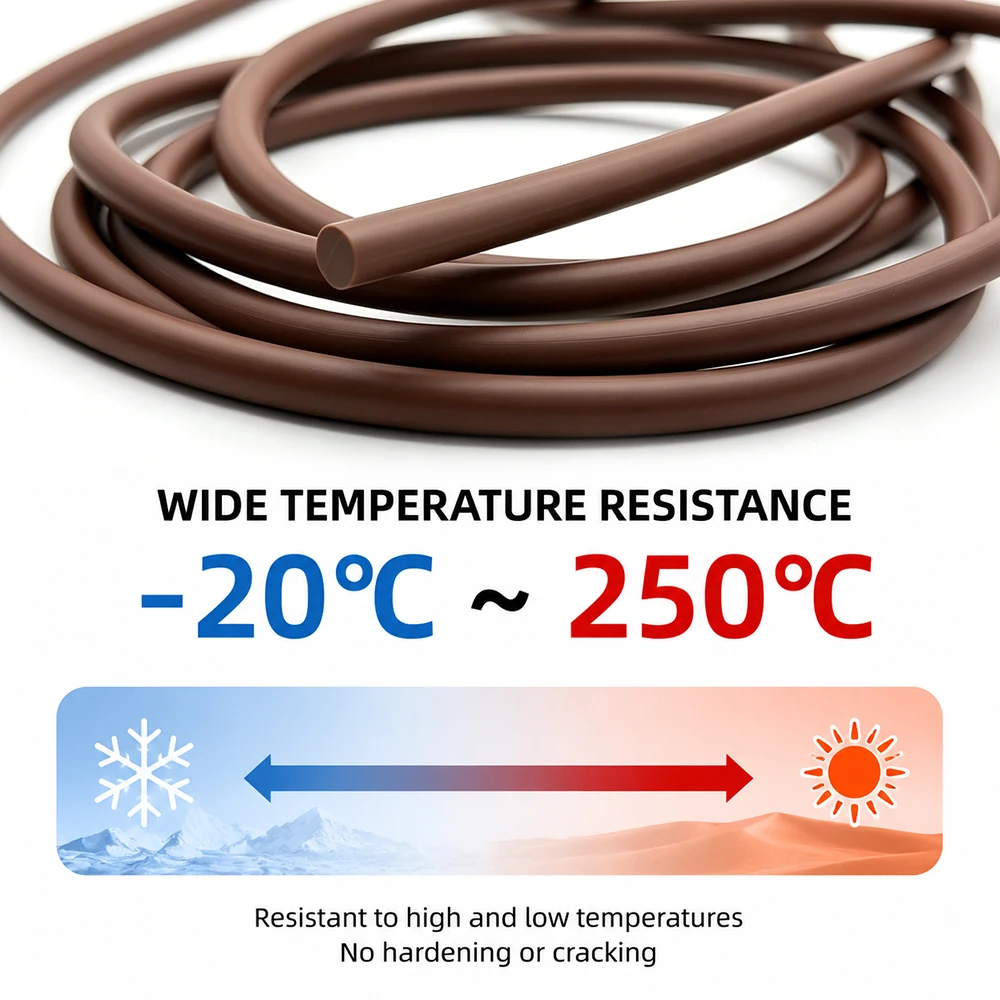 1/2/3/5M Solider Viton FKM Fluorkautschukstreifen Braun Hochtemperatur-Ölbeständiger Fluorkautschuk-Dichtungsstreifen Dichtungsleiste – Detail 2
