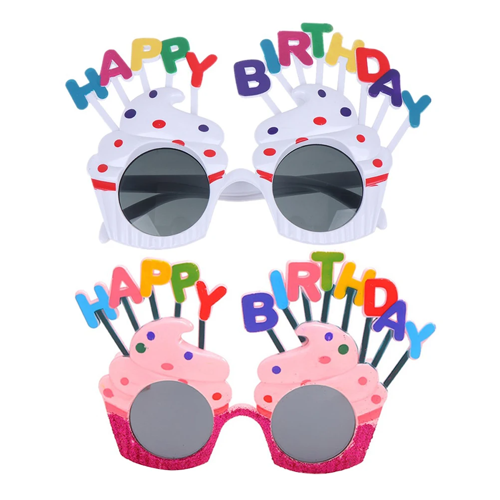 

2pcs Photo Props Glasses Creative Ice Cream Shape Funny Birthday Party Supplies Glitter Decorative Eye for Kids