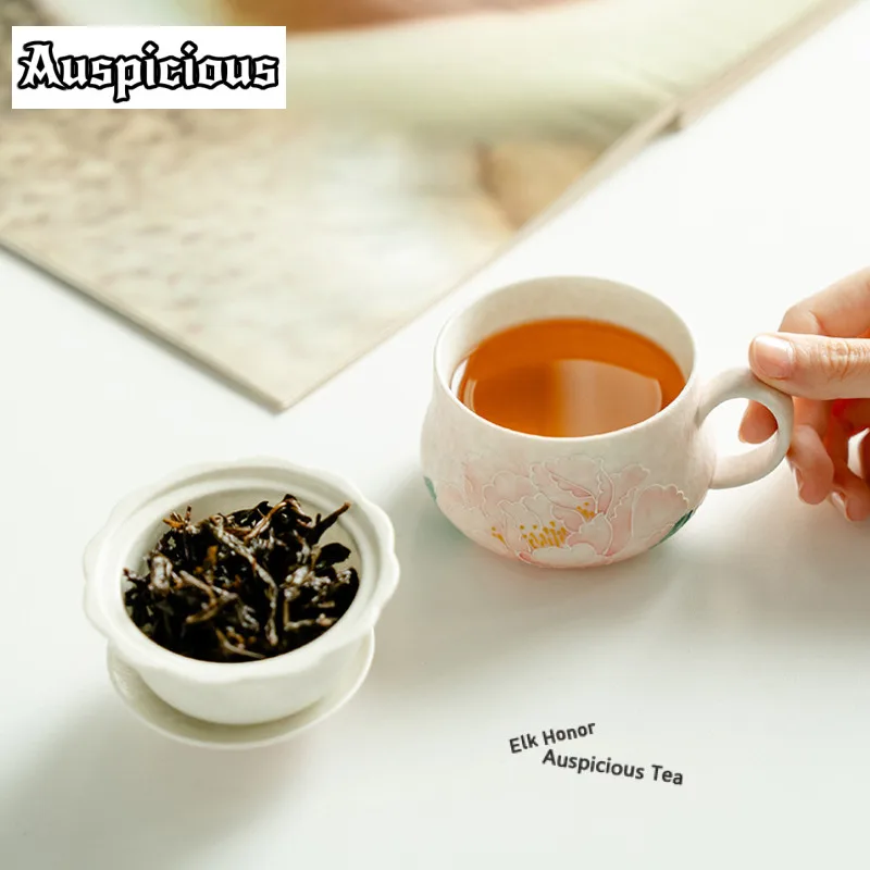 

200 мл светло-розовый пион с фильтром, чашка-сепаратор для чая, элегантная чашка для разделения воды с заварочным устройством, чашка для заваривания чая, офисная чашка для воды, ремесло