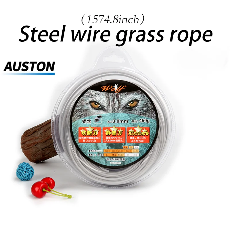 3.0mmX40m Steel Wire Grass Trimmer Accessories Garden Tools Parts for Trimmer Brush Cutter Wire Lawn Mower Rope Bush Tool