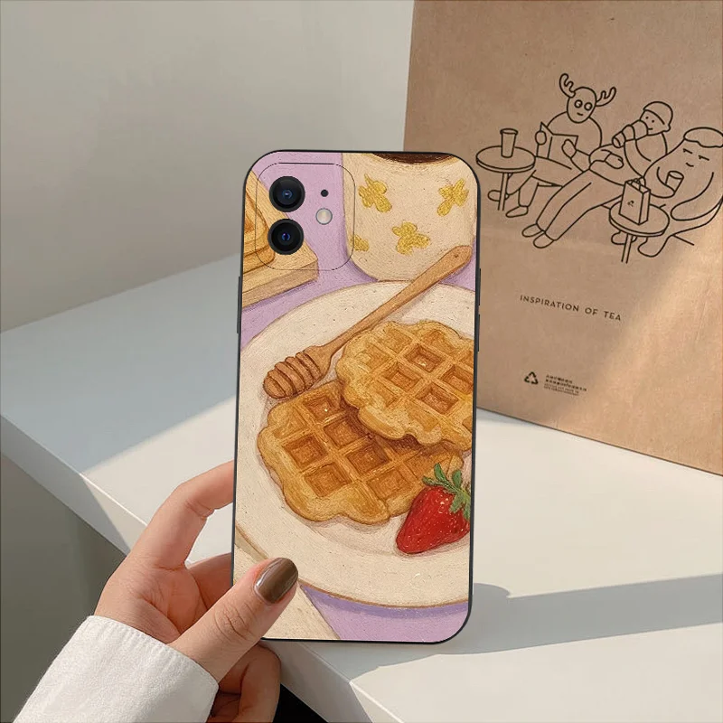 INS Afternoon Tea Dessert Phone Case For iPhone 16 15 11 12 14 13 Pro Max Mini X XSMax XR 7 8 Plus SE4 16e Cute Silica Covers