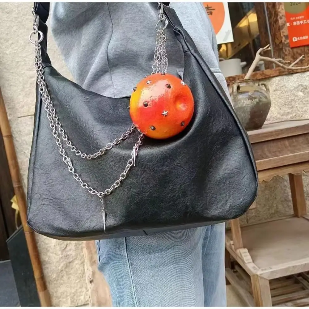 Creative Y2K Simulation Fruit Keychain Metal Harajuku Star Rivet Bag Charm Tomato Lolita Pu Fruits Bag Pendant Bag Hanging