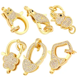 Juya Handmade 18K Real Gold Plated Decoration Spring Fastener Lock Lobster Clasps Accessories For DIY Bead Pearls Jewelry Making