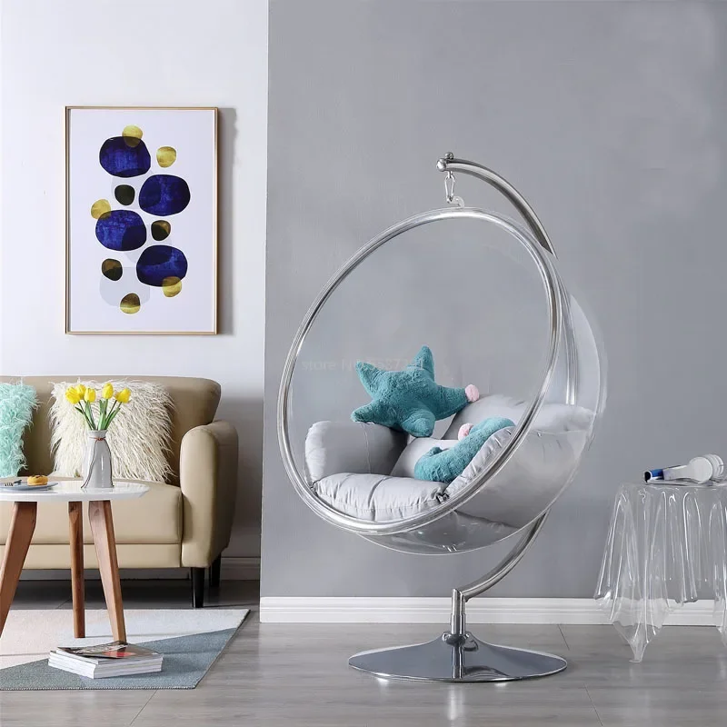 Egg-Shaped Floor Stand Type Globe Type Hanging swing single Chain Type acrylic Bubble Chair living room  sofas  lounge chair