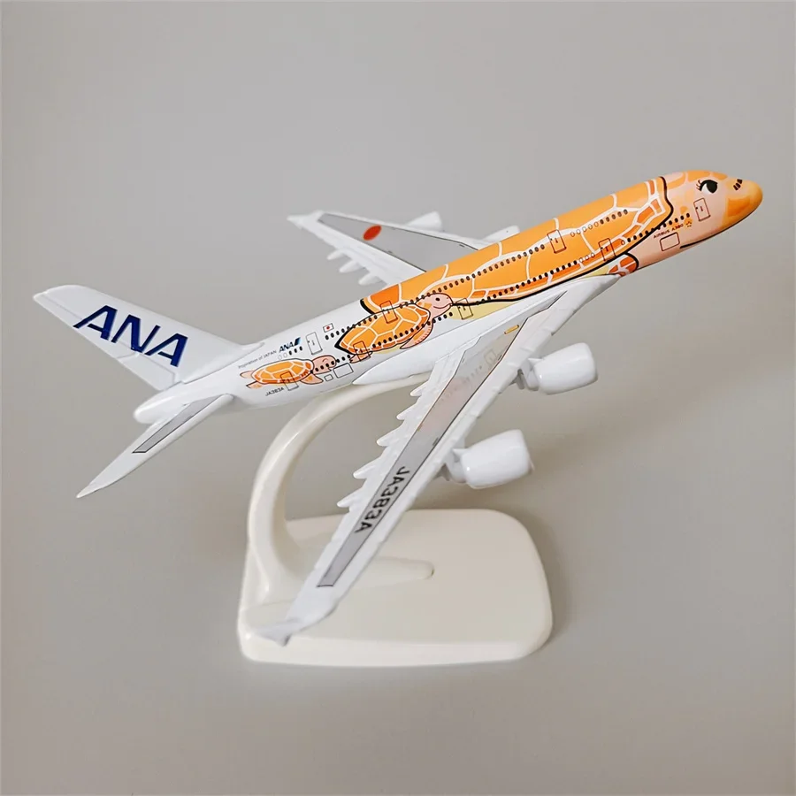 

14*16 см Air Japan ANA Airlines, мультяшная морская черепаха, аэробус 380 A380, дыхательные пути, металлический сплав, литые модели самолета, самолета