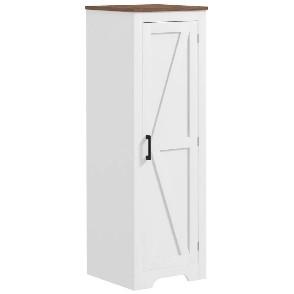 

Farmhouse Storage Cabinet with Adjustable Shelf Barn Door White