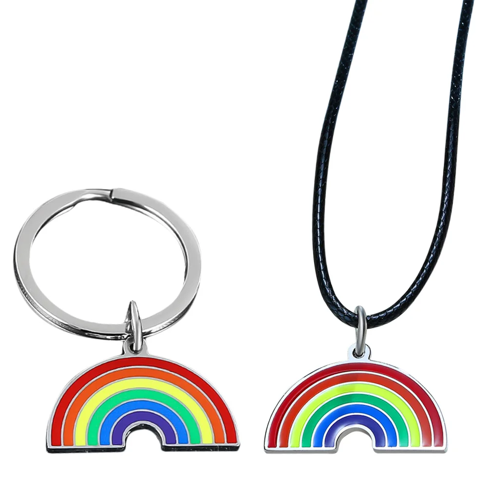 

1Set Rainbow Pendant Stainless Steel Necklace Creative Neck Pendant Durable Wear Resistant Fade Proof Gift for Any Occasion