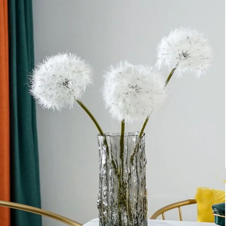 2Pcs Artificial Flowers Dandelion Plastic Flower Home Living Room Dining Decorative Wedding Flower Arrangement Photography Props