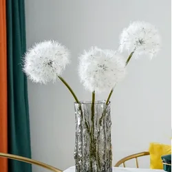 2Pcs Artificial Flowers Dandelion Plastic Flower Home Living Room Dining Decorative Wedding Flower Arrangement Photography Props
