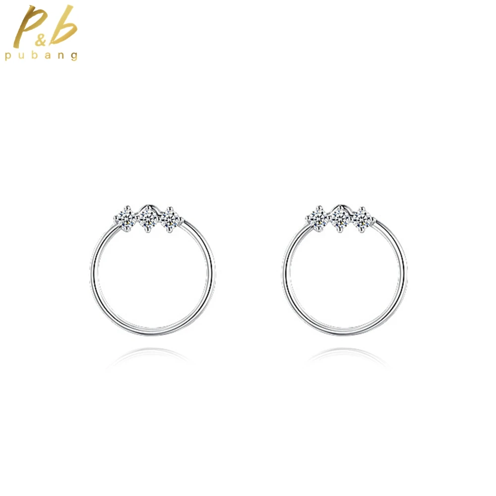 

PuBang Fine Jewelry 925 Sterling Silver High Carbon Diamond Simple Stud Earrings for Women Engagement Wedding Gift Drop Shipping