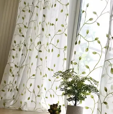 

American Country Towel Embroidery Customize Curtains for Living Room Bedroom Leaf Flower Window Valance