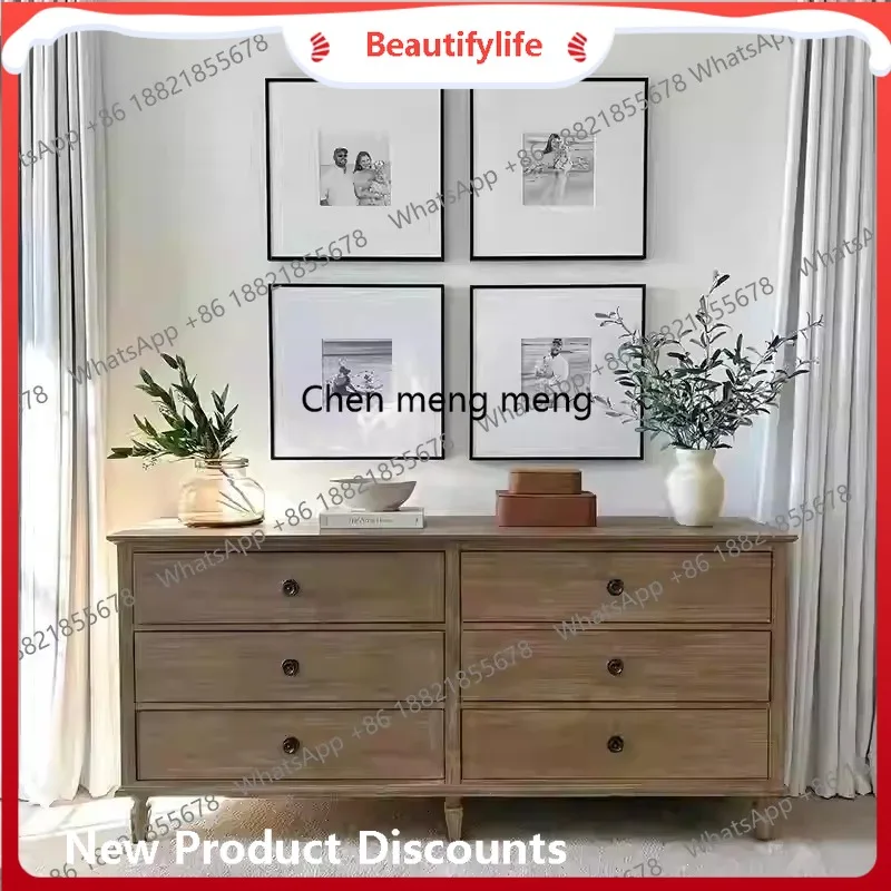 A50 غرفة نوم أمريكية قديمة مصنوعة من الخشب الصلب بستة صدر وخزانة صغيرة لغرفة المعيشة وخزانة بأدراج جدارية #1