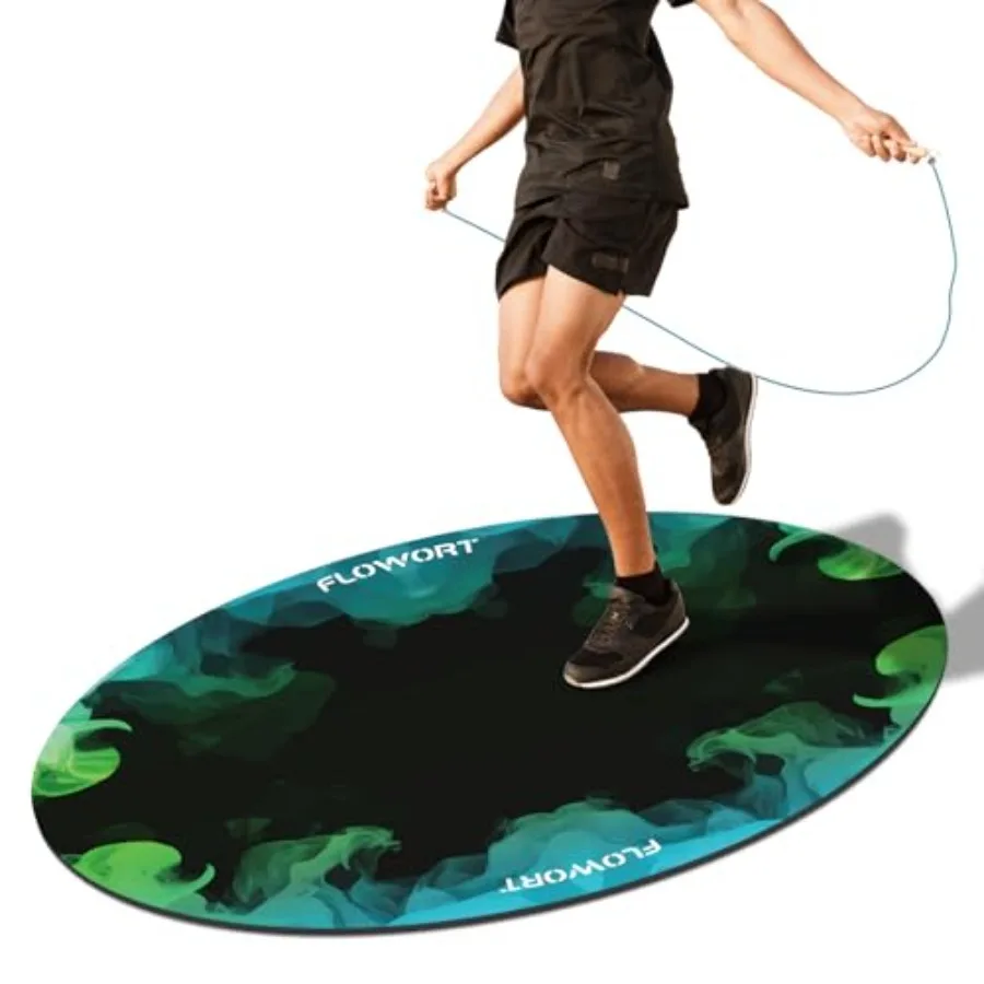 

Cheete Jump Rope Mat Large Rubber Exercise Mat Indoor Outdoor Shock Absorbing Mat Non-Slip Oval Design for Floor and Rope Prote