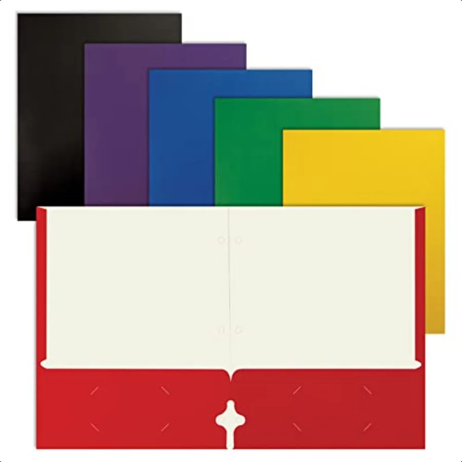 

2 Pocket Paper Folders Letter Size Paper Portfolios Case of 50 Assorted Primary Colors