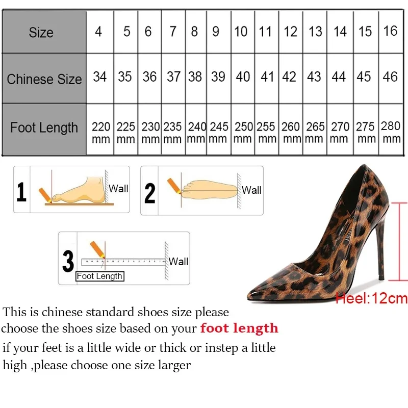 New Leopard Print Pointed High Heels Pumps12CM High Heels Large Size Style Sexy Luxury Fashion Party OL Shoesc Sizes 35-46