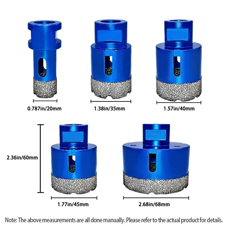 5 Piece M14 Diamond Hole Saw Set Brazed Drill Bits for Tile Ceramic Marble Granite Glass Stone 20 35 40 45 68 mm Cutting Tools