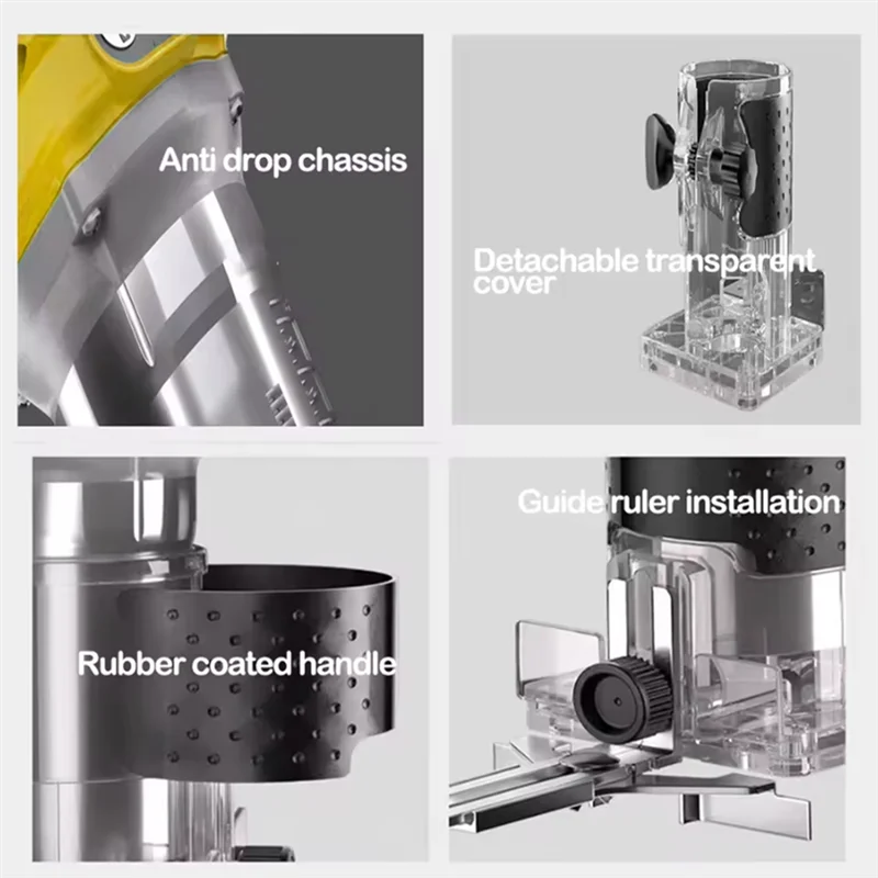 

ABUG-Brushless Electric Trimmer Woodworking Trimming Machine Wood Router Milling Engraving Slotting Machine Fit 18V Battery