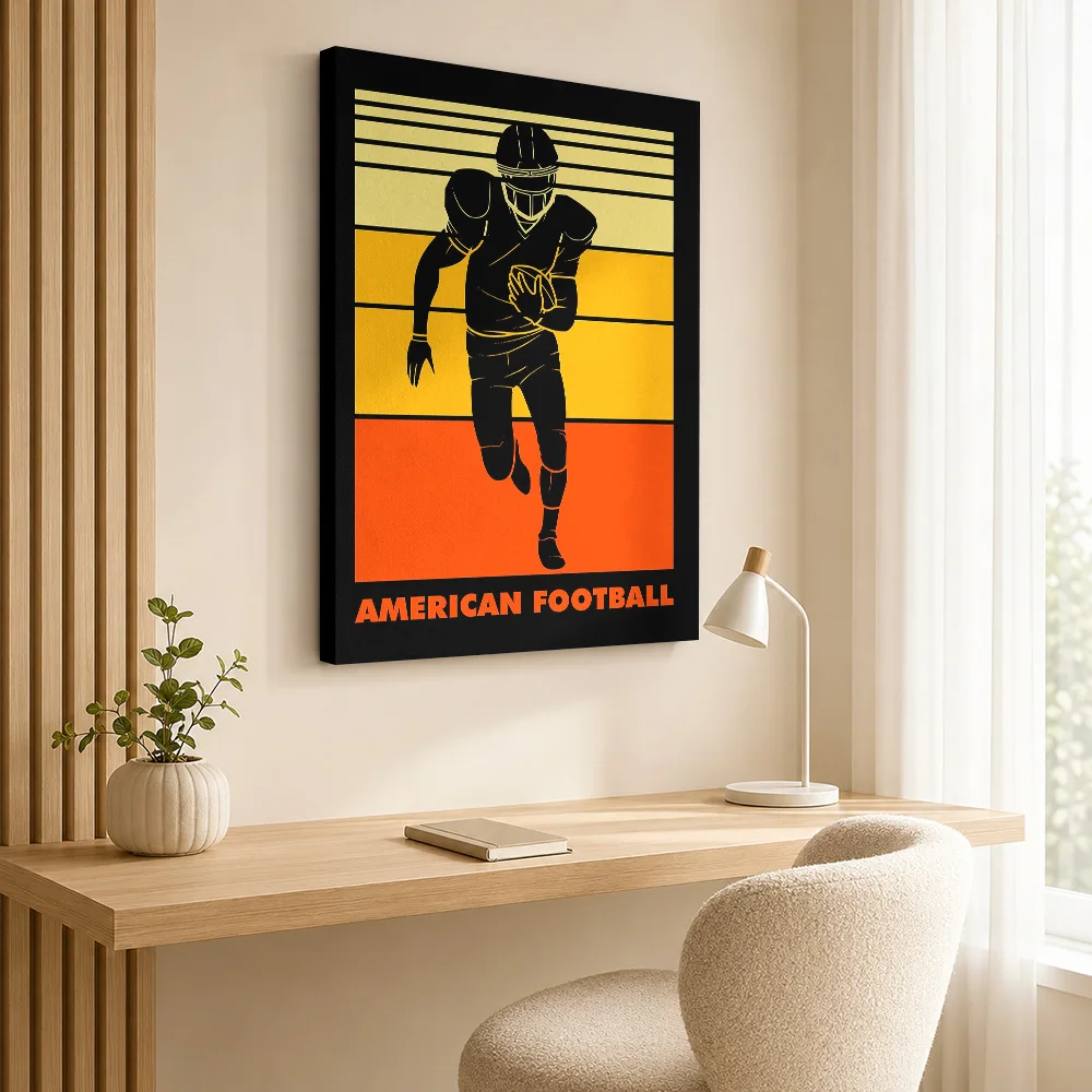 American Football Framed Canvas Poster Custom Photo Sports Portrait Canvas Wall Art for Game Room Man Cave Decor Ready to Hang