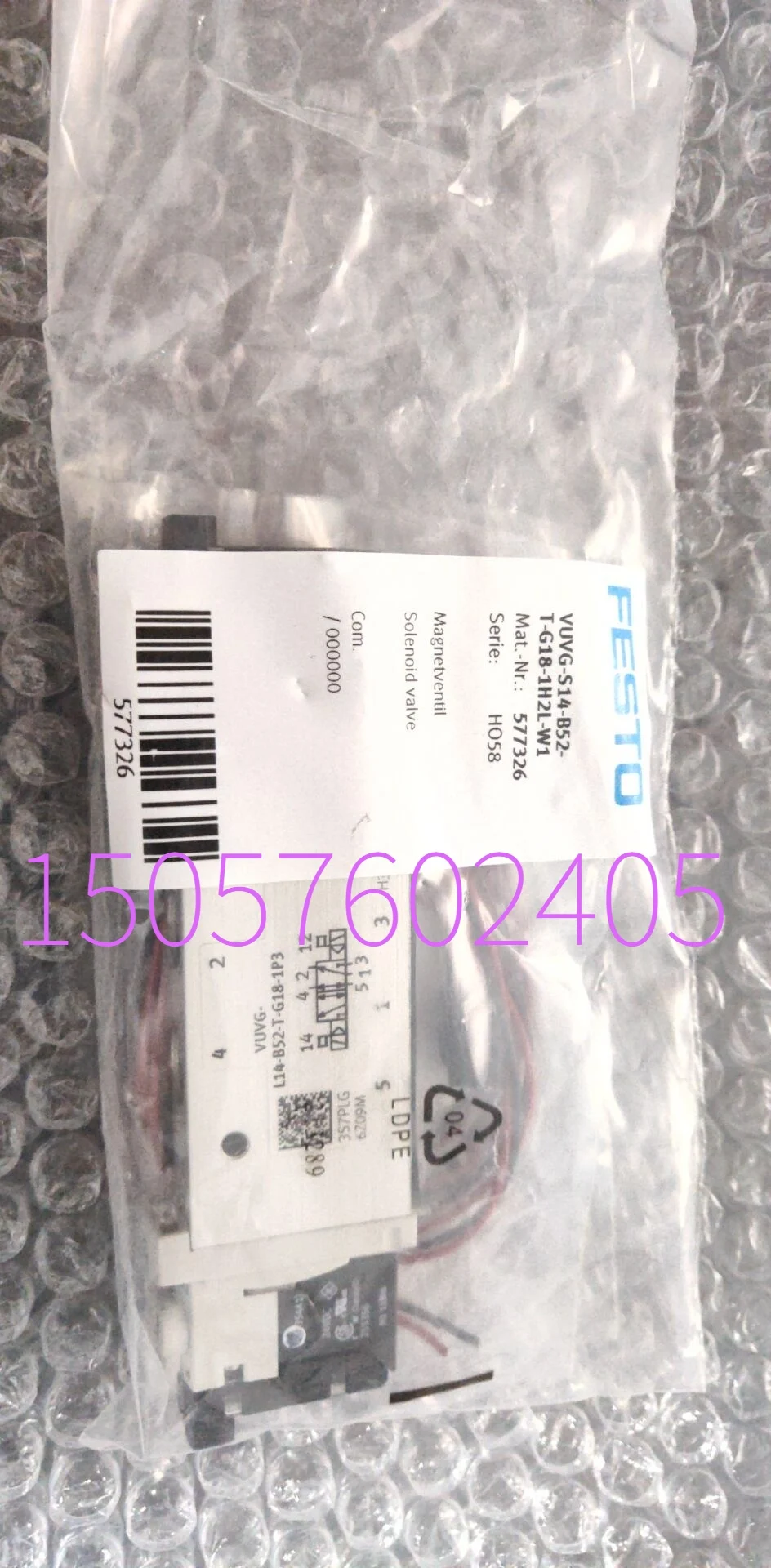 

FESTO Festo 577326 Solenoid Valve VUVG-S14-B52-T-G18-1H2L-W1 In Stock.