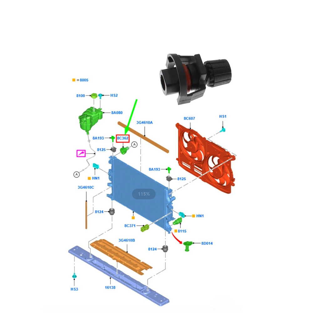 1/2/5 termostat układu chłodzenia korek spustowy do FORD nowa FIESTA MK7 ECOSPORT MONDEO 1.0 ECOBOOST 1791975 C1B18C362AA 9 m5q9y480aa