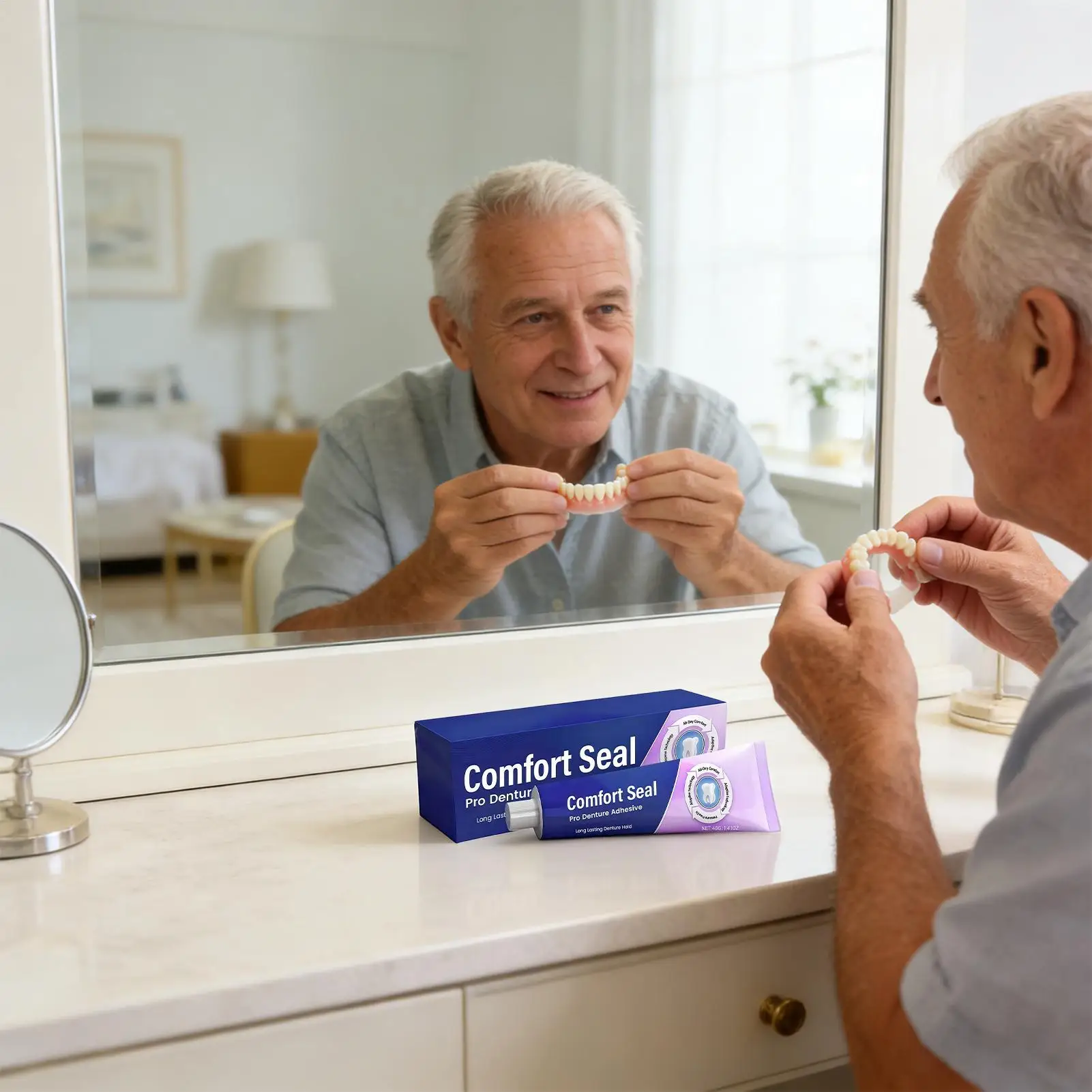 40 g professioneller Prothesen-Cremekleber für Zahnersatz, langanhaltende Stabilität, Komfort, Sicherheit, Zahnkleber für Zahnspangen zu Hause und auf Reisen – Detail 2