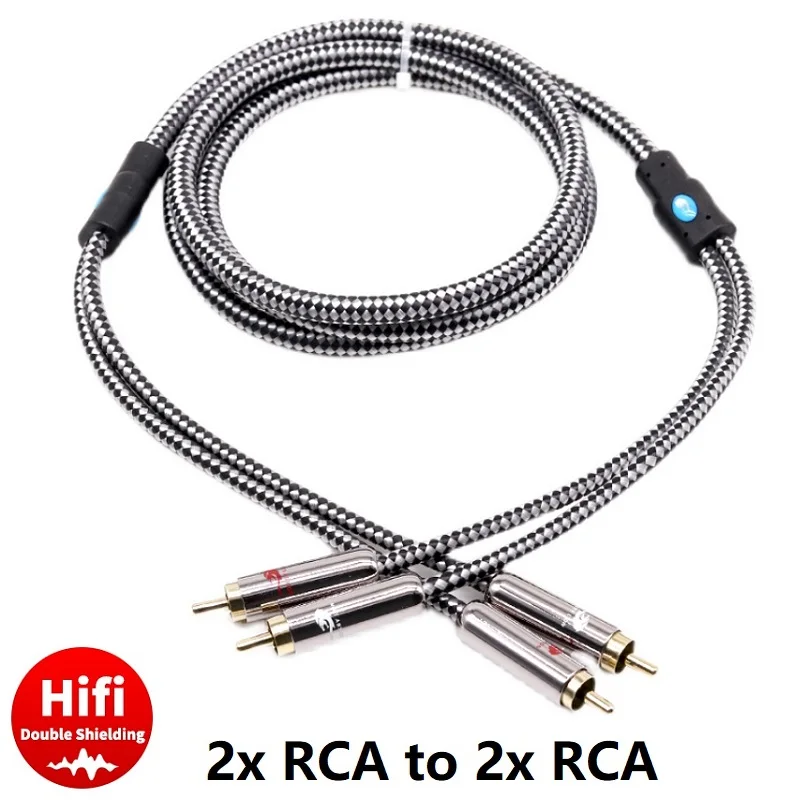 

Hifi 2 RCA Male to 2 RCA Male Audio Cable for HDTV Soundbox Home Theater Systems Amplifier Speakers OFC Shielding Cords