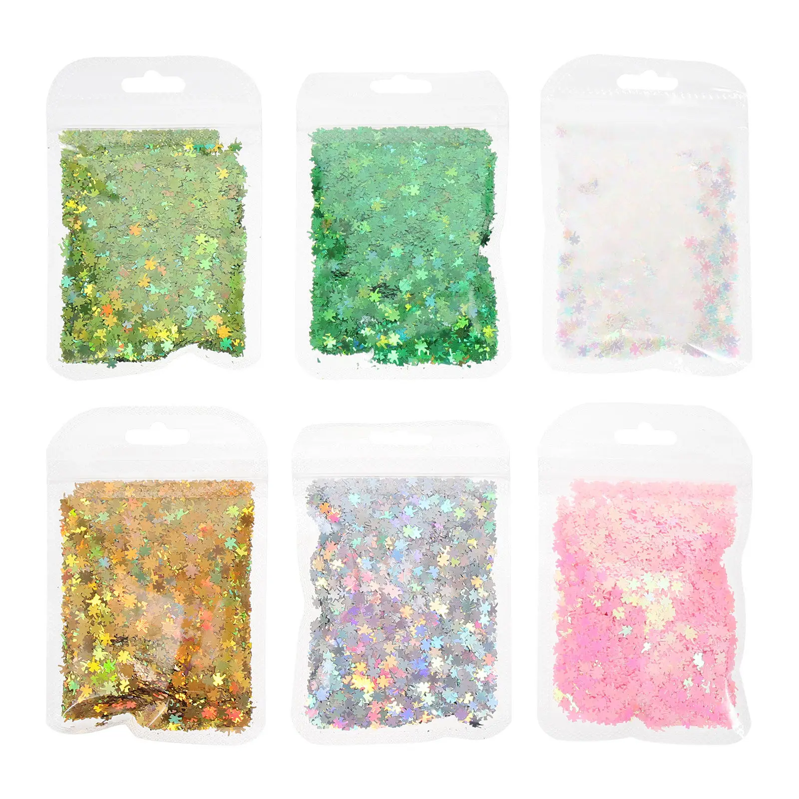 

6 Packs Four-Leaf Clover Crystal Mud Nail Decors For Diy Nail Art Manicure Accessories Colorful Sequins For Natural Artificial