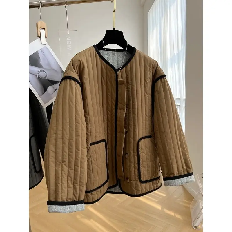 Basic Parkas Women New Winter Vintage Loose BF Unisex Simple Streetwear All-match Solid Pockets Casual Warm Coat Harajuku Y2k