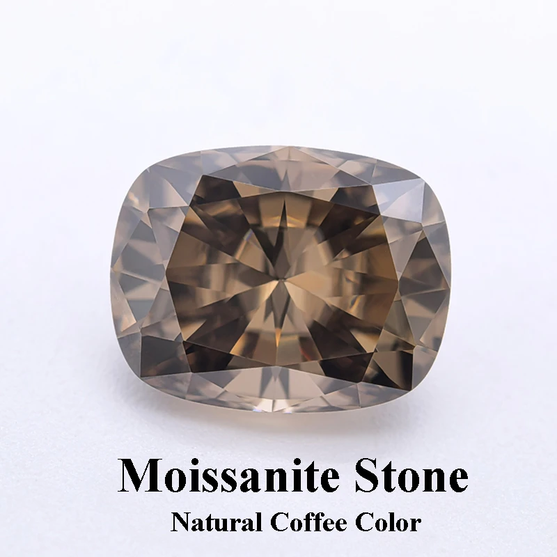 

Moissanite Stone Rectangle Cushion Cut Natural Coffee Color Lab Grown Diamond Advanced Jewelry Making Materials with Certificate