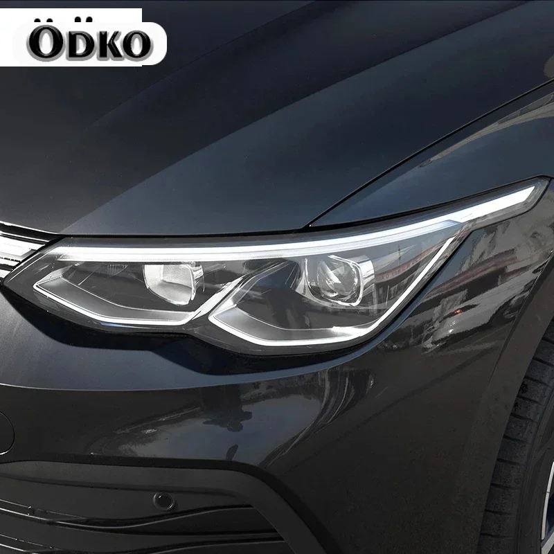 

Для Volkswagen VW Golf 8 MK8 R Line GTI 2020 2021, оттенок фар автомобиля, дымчато-черная защитная пленка, прозрачная наклейка из ТПУ