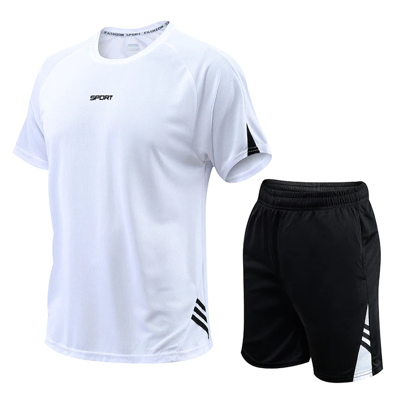 Sports Suit Men\'s Summer Quick Drying Running Short Sleeved T-Shirts Basketball Football Training Fitting Gym Short Sets Women